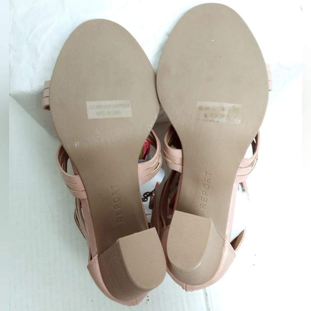 Report Rally Mauve Block Heel Sandals Shoes Women's Size 8.5 Casual Zip Ankle